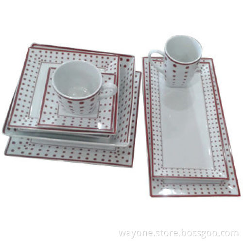 Porcelain Square-shaped Dinner Set, New Shape, Dishwasher/Microwave/Oven Safe